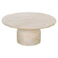 Ann Coffee Table 55 Inch Round Top Pedestal Base Oak White Mango Wood By Casagear Home BM318485