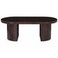 Rue Coffee Table 51 Inch Oval Top Grooved Round Panel Legs Walnut Brown By Casagear Home BM318486