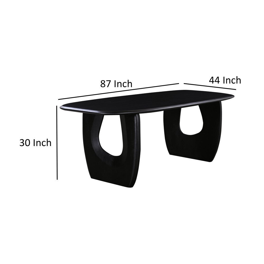 Alix Dining Table 87 Inch Rectangular Solid Acacia Wood Top Black By Casagear Home BM318492