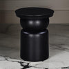 Side End Table, 16 Inch Round Top, Thick Pedestal Base, Black Mango Wood By Casagear Home
