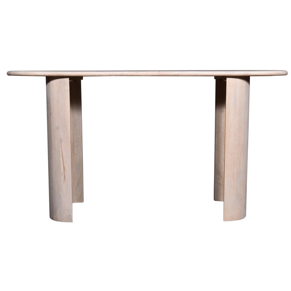 Kipp Console Table 58 Inch Rounded Oblong Top White Solid Mango Wood By Casagear Home BM318496