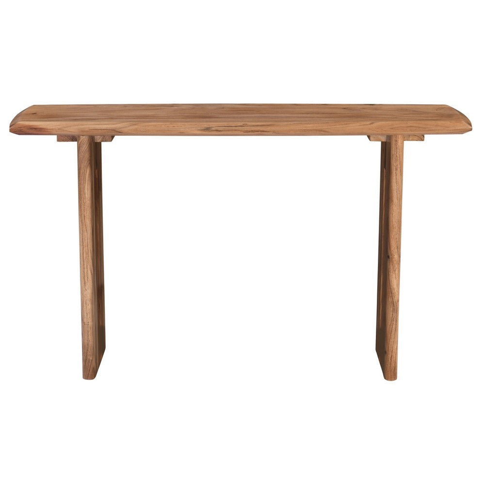 Joy Console Table Rectangular Panel Legs Natural Brown Acacia Wood By Casagear Home BM318504