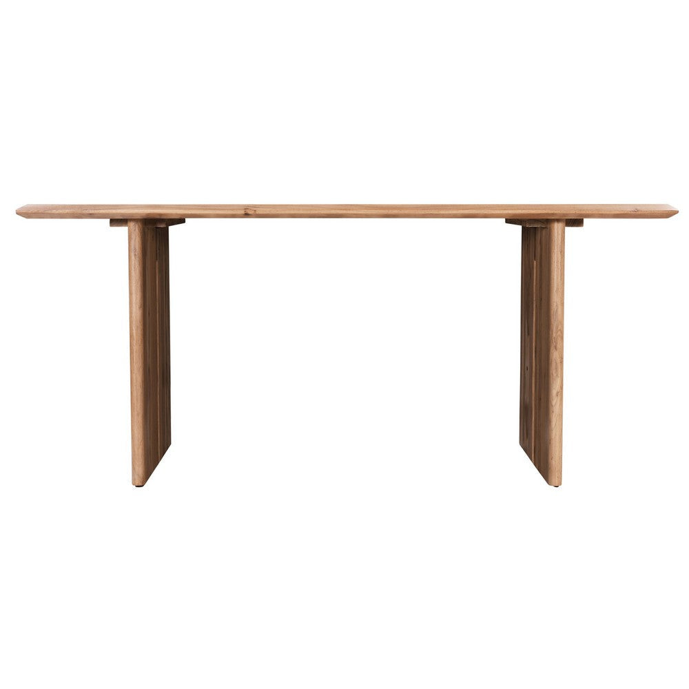 Joy Dining Table 70 Inch Rectangular Panel Top Natural Brown Acacia Wood By Casagear Home BM318506