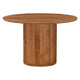 Dining Table, 47 Inch Round, Fluted Drum Base Storage, Natural Mango Wood By Casagear Home