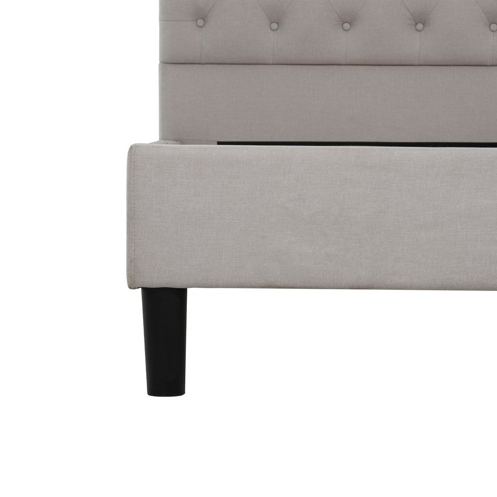 Ani Full Size Platform Bed Cushioned Tufted Gray Polyester Upholstery By Casagear Home BM318510