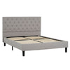 Ani Full Size Platform Bed, Cushioned Tufted Gray Polyester Upholstery By Casagear Home