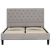 Ani Queen Size Platform Bed Cushioned Tufted Gray Polyester Upholstery By Casagear Home BM318511