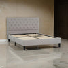 Ani Queen Size Platform Bed Cushioned Tufted Gray Polyester Upholstery By Casagear Home BM318511