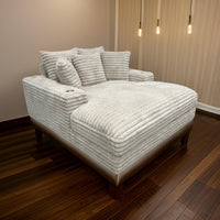 Ziv Oversized Cuddler Chaise, Plush Ribbed Beige Polyester Upholstery By Casagear Home