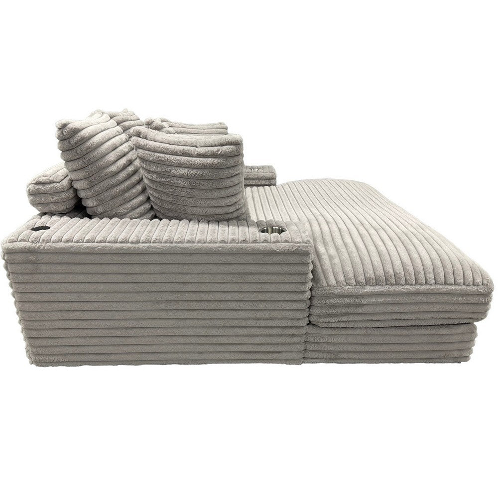 Ziv Oversized Cuddler Chaise Plush Ribbed Gray Polyester Upholstery By Casagear Home BM318513