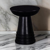 Side End Table, 16 Inch Round Top, Flared Pedestal Base, Black Solid Wood By Casagear Home