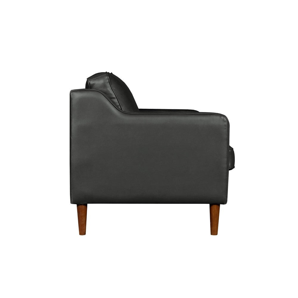 Sectional Sofa with Right Arm Facing Chaise Plush Black Faux Leather By Casagear Home BM318520