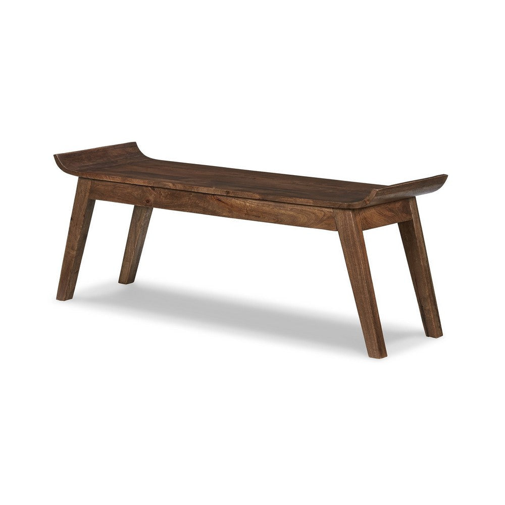 Annie Accent Bench Curved Edge Tapered Legs Brown Solid Wood 49 Inch By Casagear Home BM318522