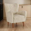 Ashley Sonie Accent Chair, Beige Polyester, Tapered Brown Wood Legs