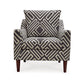 Morris Accent Chair, Gray, White Geometric Pattern, Polyester, Brown Wood By Casagear Home