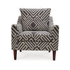 Morris Accent Chair, Gray, White Geometric Pattern, Polyester, Brown Wood By Casagear Home