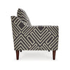 Morris Accent Chair, Gray, White Geometric Pattern, Polyester, Brown Wood By Casagear Home