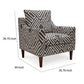 Morris Accent Chair, Gray, White Geometric Pattern, Polyester, Brown Wood By Casagear Home