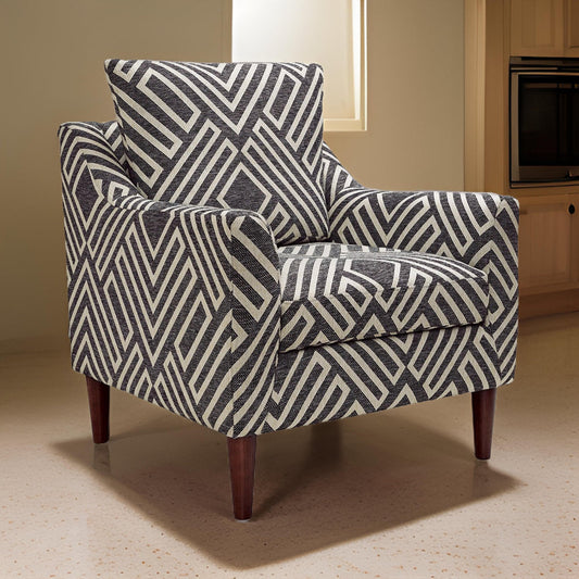 Ashley Morris Accent Chair, Gray, White Polyester, Brown Wood
