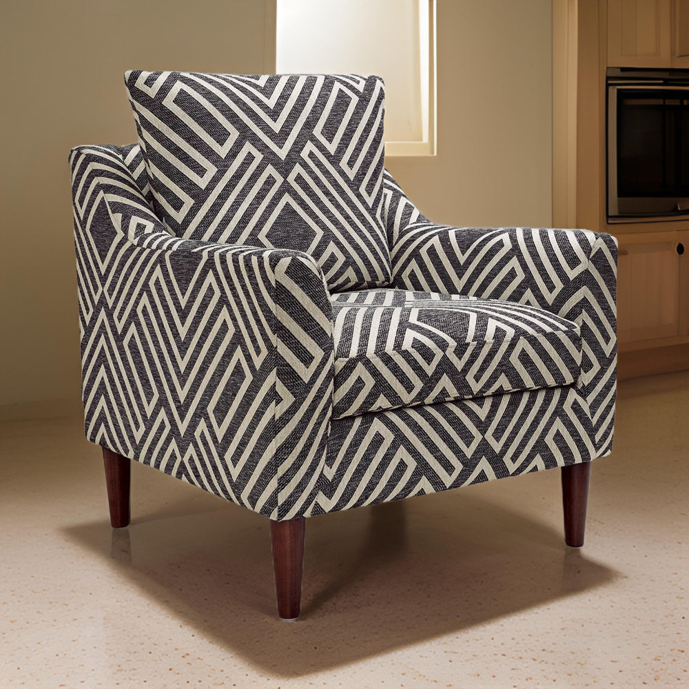 Ashley Morris Accent Chair, Gray, White Polyester, Brown Wood
