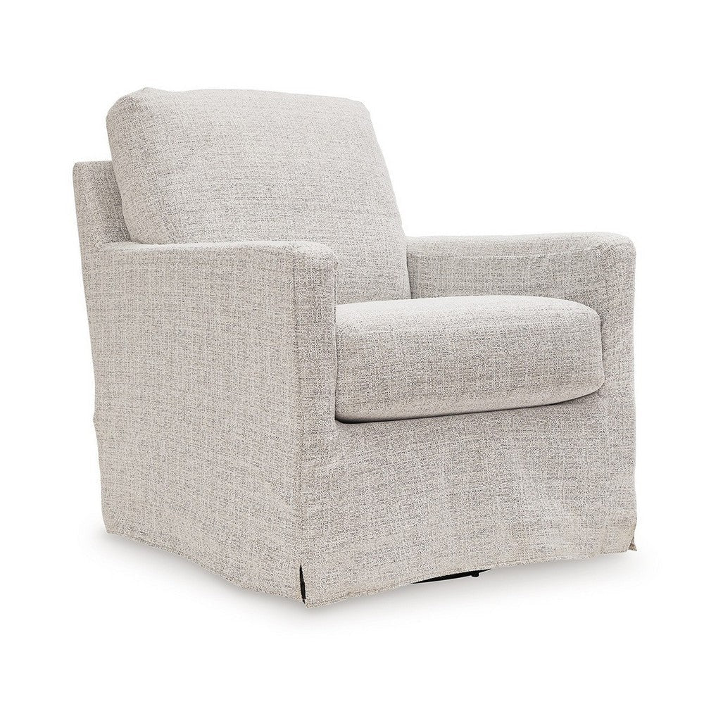 Neena Swivel Glider Accent Chair, Light Gray Polyester, Metal Base By Casagear Home