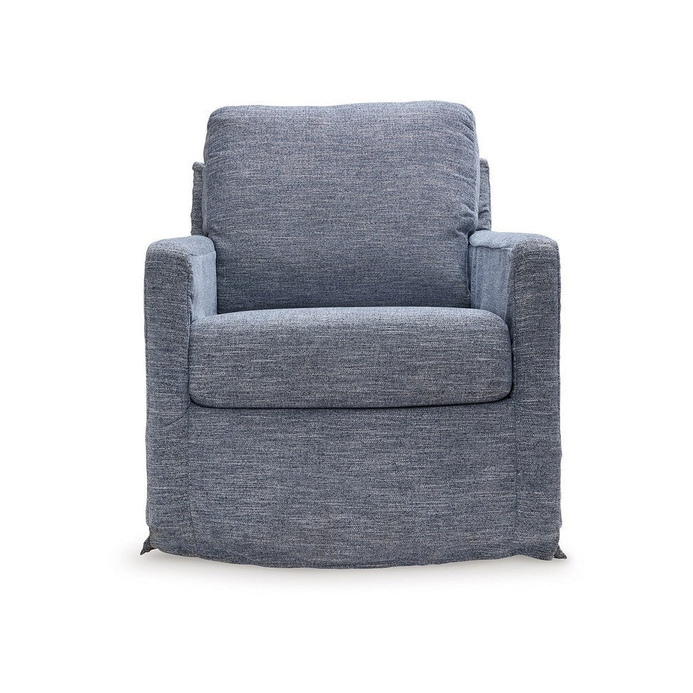 Neena Swivel Glider Accent Chair Light Blue Polyester Metal Base By Casagear Home BM318526