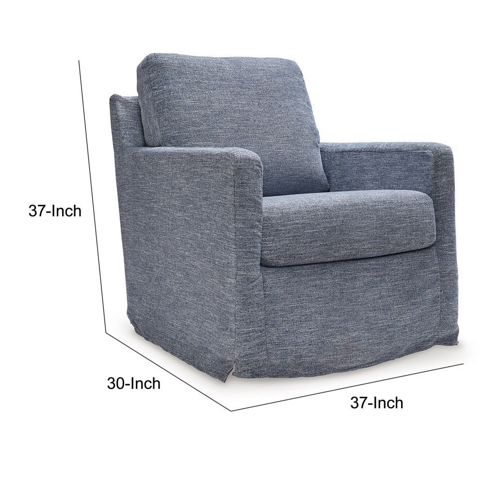 Neena Swivel Glider Accent Chair Light Blue Polyester Metal Base By Casagear Home BM318526