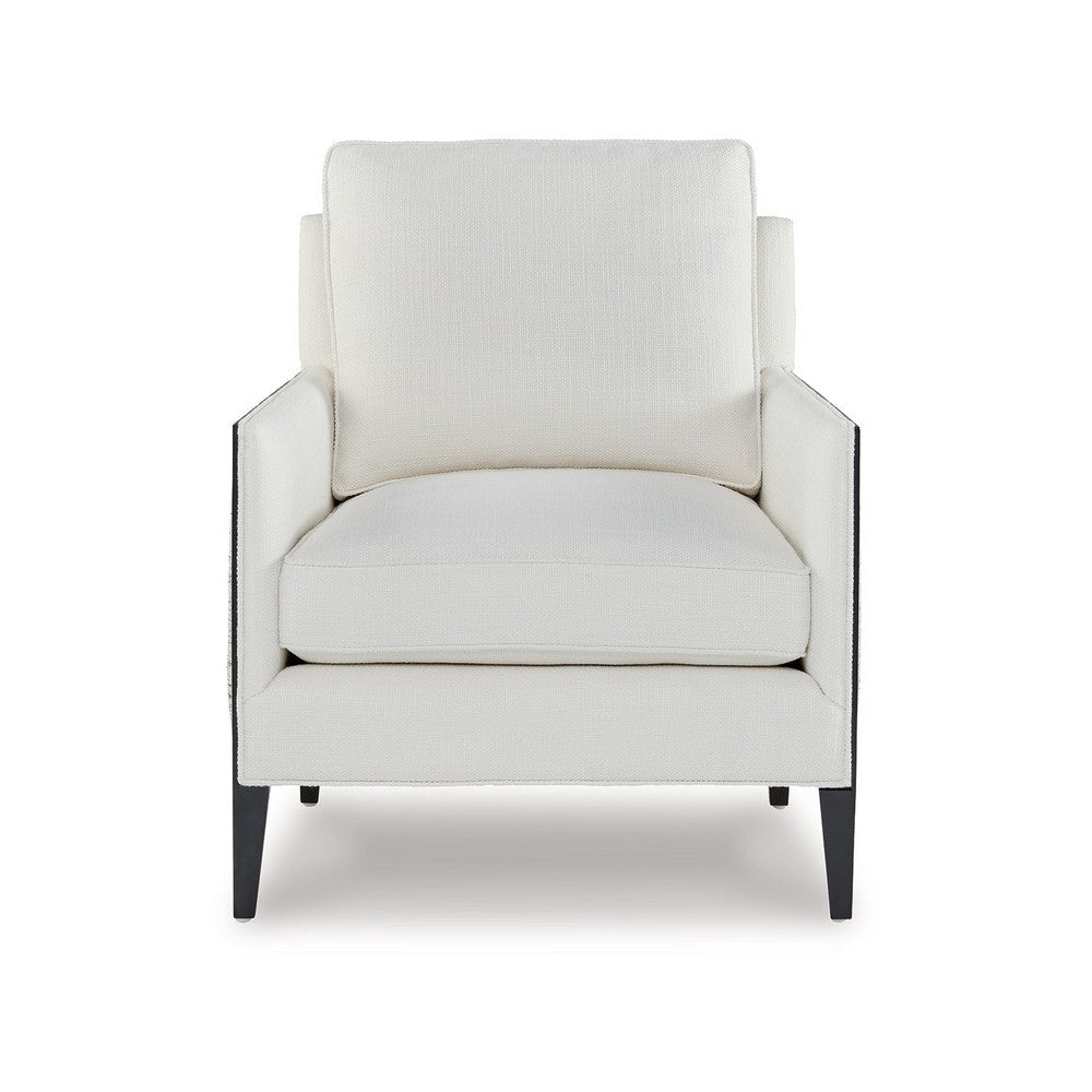 Adi Accent Chair Ivory Polyester Acrylic Blend Black Solid Wood Frame By Casagear Home BM318527