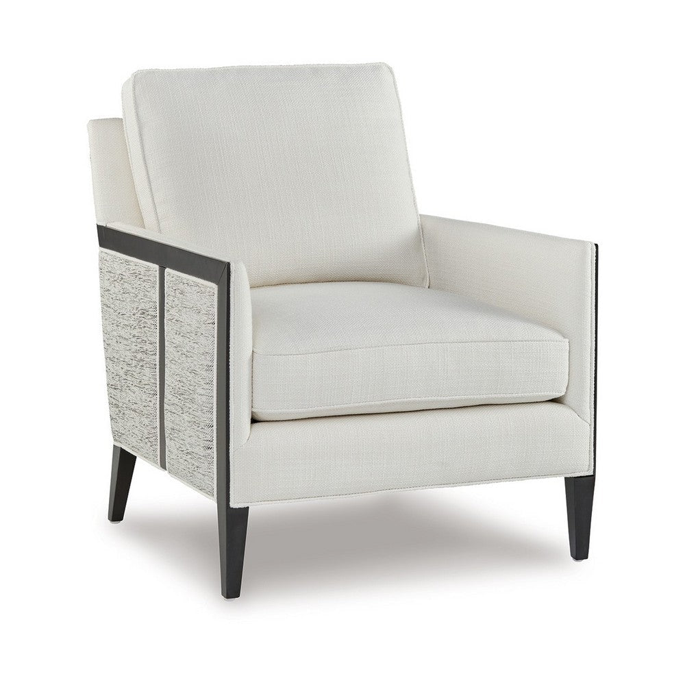 Ashley Adi Accent Chair, Ivory Polyester, Black Solid Wood Frame