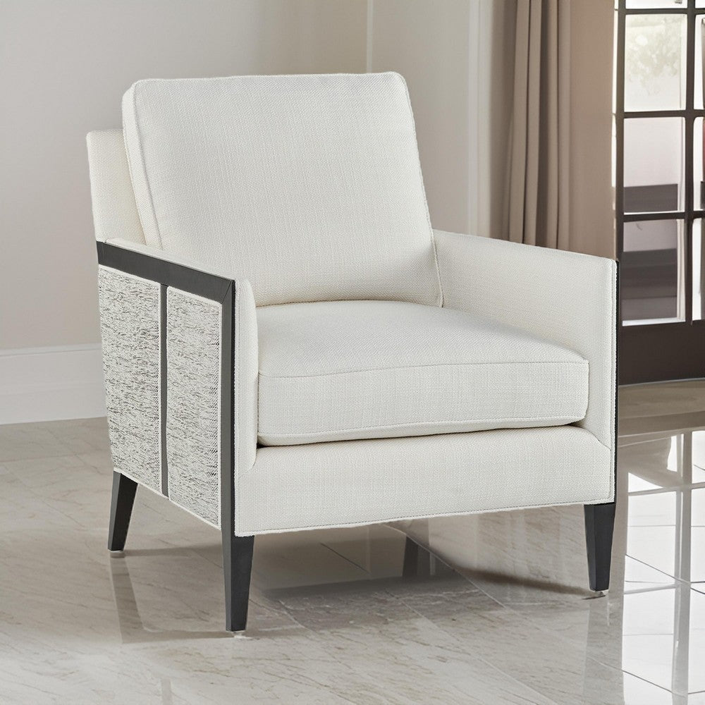 Ashley Adi Accent Chair, Ivory Polyester, Black Solid Wood Frame