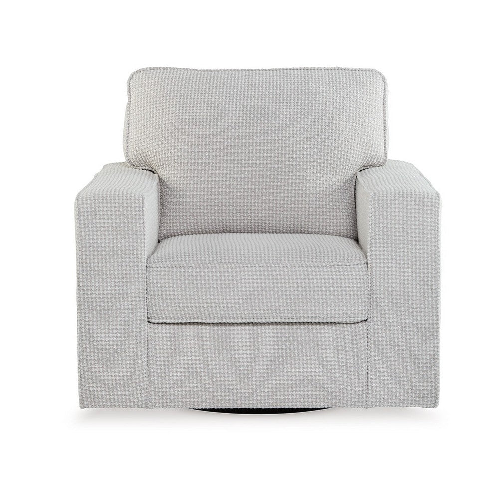 Olivia Swivel Accent Armchair Light Gray Crosshatch Pattern Polyester By Casagear Home BM318529