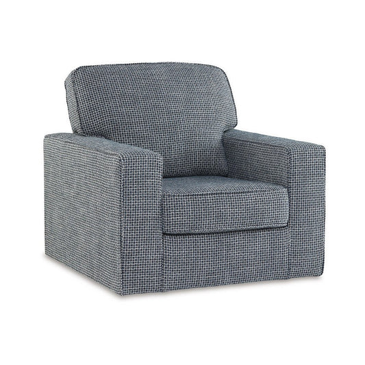 Olivia Swivel Accent Armchair, Dark Gray Crosshatch Pattern Polyester By Casagear Home