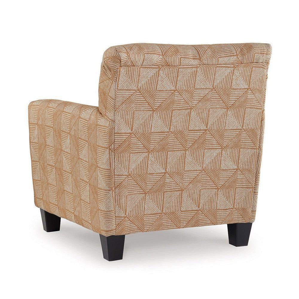 Heena Accent Chair Tan Brown Polyester Geometric Pattern Black Wood By Casagear Home BM318531