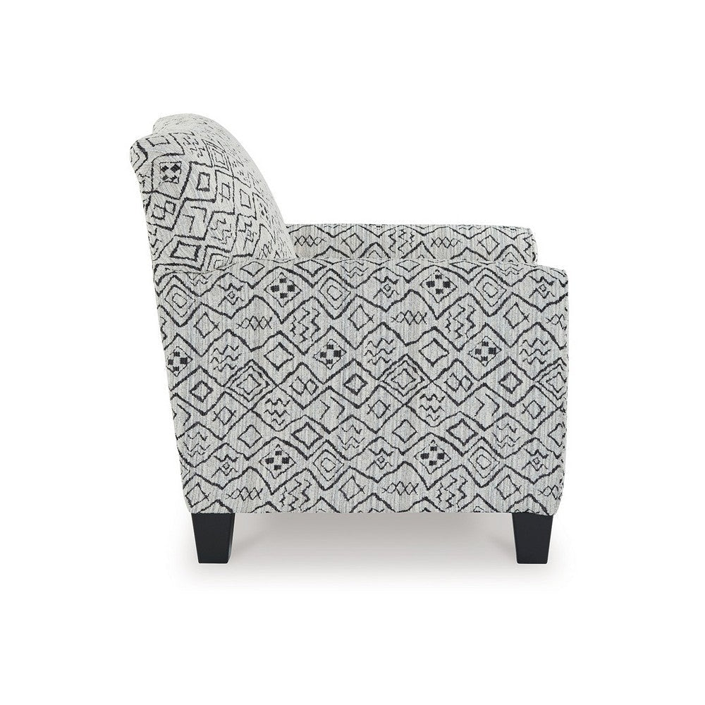 Heena Accent Chair Cream Black Polyester Geometric Design Black Wood By Casagear Home BM318532