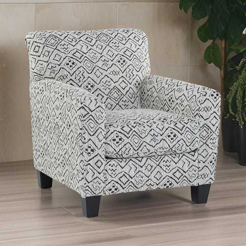 Ashley Heena Accent Chair, Cream, Black Polyester, Black Wood