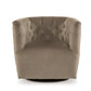 Heena Swivel Accent Chair Brown Polyester Tufted Barrel Back Black Metal By Casagear Home BM318533
