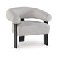 Tisa Accent Chair, Gray Polyester, 3 Leg Black Wood Frame Round Barrel Back By Casagear Home