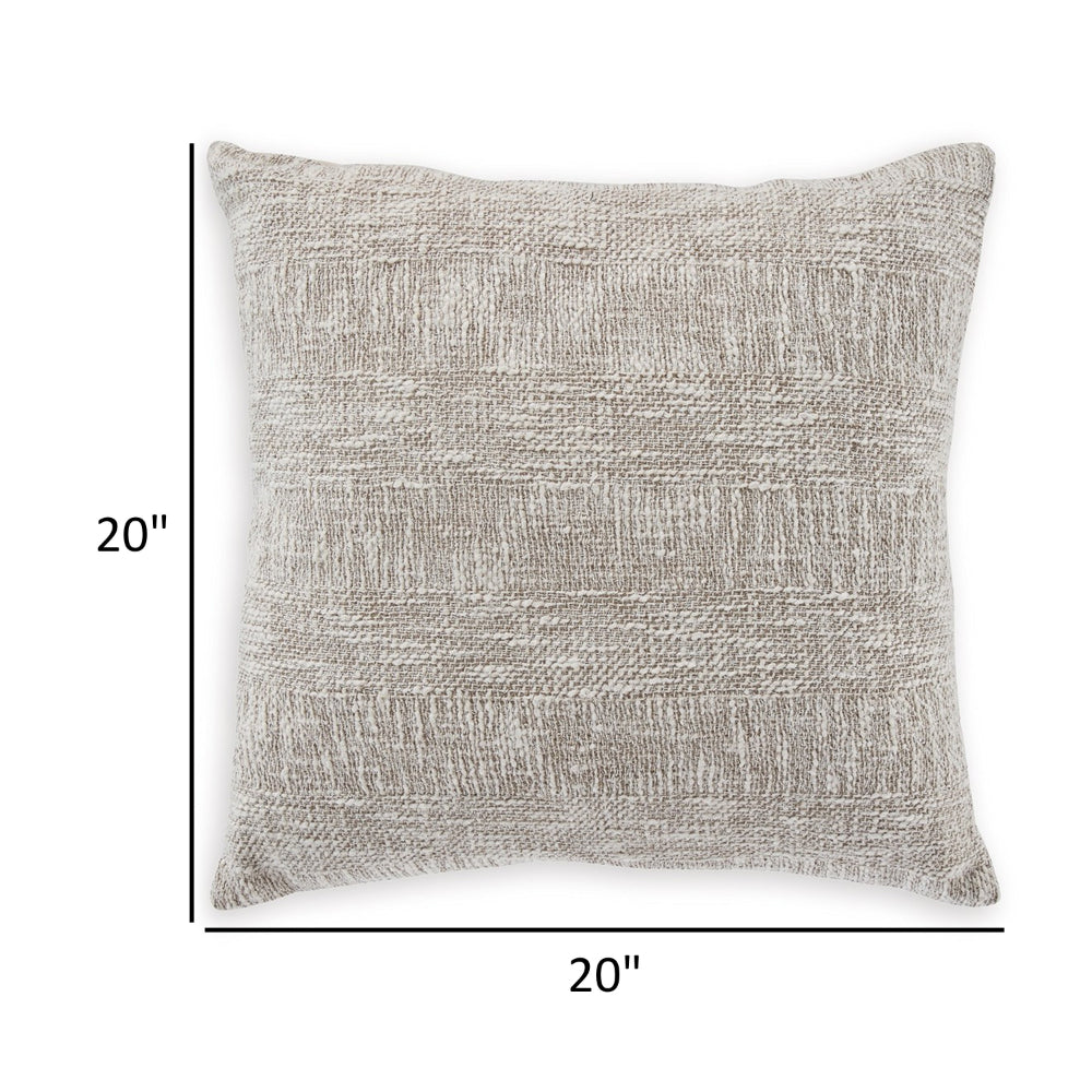 Throw Pillow Set of 4, 20 Inch Square, Brown and White Cotton Woven Texture By Casagear Home