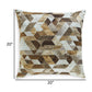 Throw Pillow Set of 4, 20 Inch, Polyester, Geometric Design Brown and White By Casagear Home