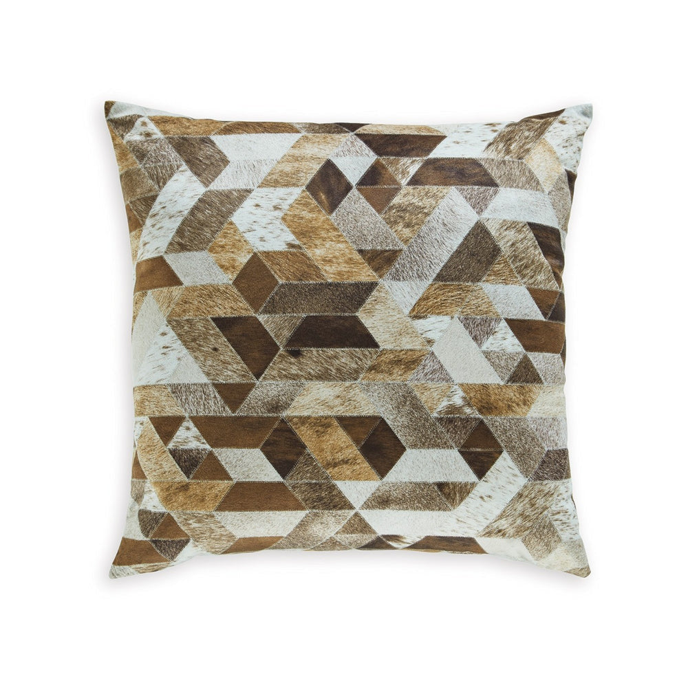 Throw Pillow Set of 4, 20 Inch, Polyester, Geometric Design Brown and White By Casagear Home