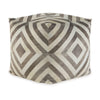 Ottoman Pouf, 18 Inch, Square, Brown and Ivory Polyester Geometric Design By Casagear Home