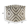 Ottoman Pouf, 18 Inch, Square, Brown and Ivory Polyester Geometric Design By Casagear Home