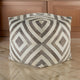 Ashley Ottoman Pouf, 18", Square Geometric, Brown Ivory Polyester