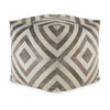 Ottoman Pouf, 18 Inch, Square, Brown and Ivory Polyester Geometric Design By Casagear Home