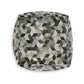 Ottoman Pouf, 18 Inch, Square, Brown and Gray Polyester Modern Style Design By Casagear Home