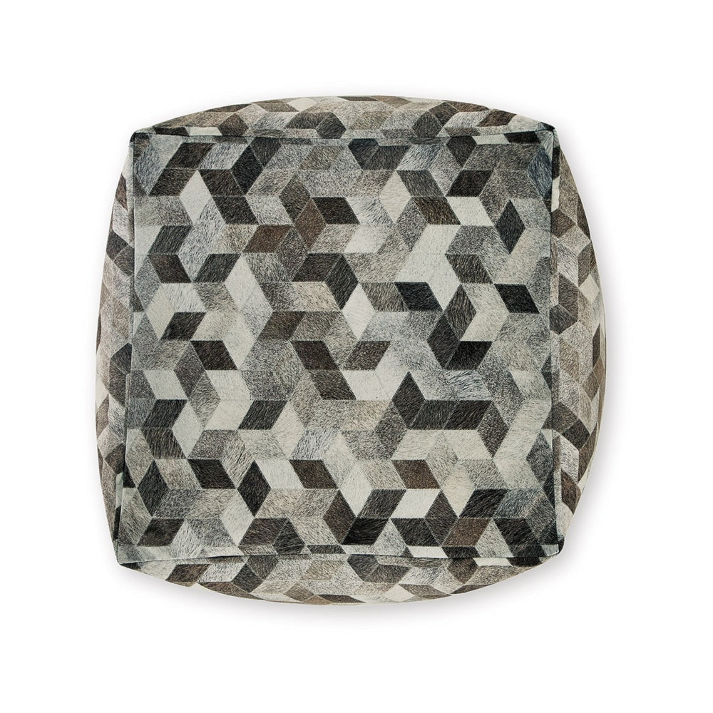 Ottoman Pouf, 18 Inch, Square, Brown and Gray Polyester Modern Style Design By Casagear Home