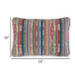 Lumbar Pillow Set of 4, 16 x 23 Inch Striped Red Blue White Green Polyester By Casagear Home