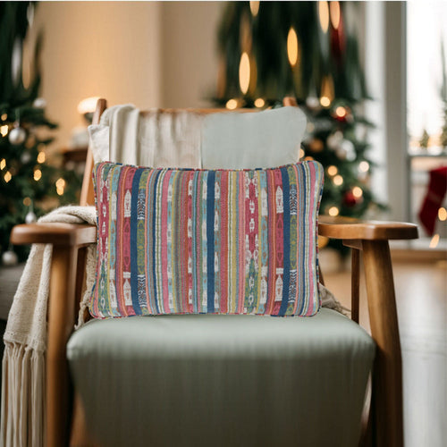 Ashley Lumbar Pillow Set of 4, 16 x 23 Striped Multicolor Polyester