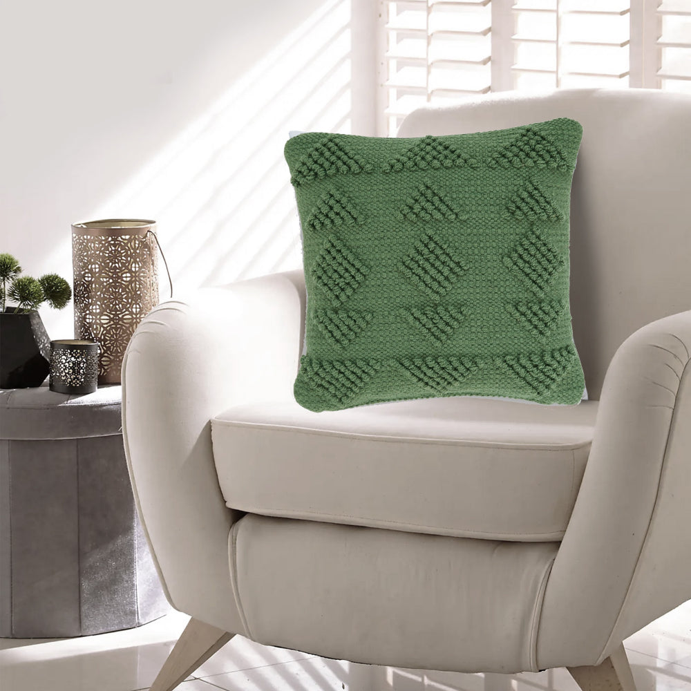 Dco Throw Pillow Set of 4, Indoor Outdoor, Woven Geometric Design, Green By Casagear Home