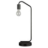 Colin 20 Inch Desk Lamp, Black Metal Frame, Round Base, USB Charging Port By Casagear Home